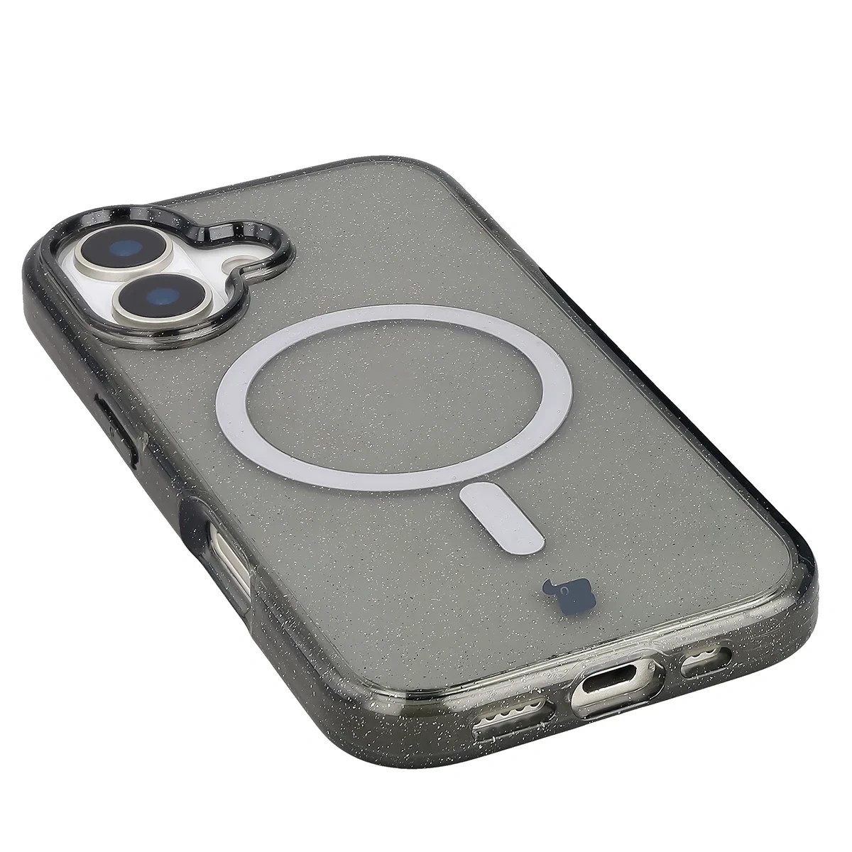 Kryt Bizon Case SparklO Magnetic Apple iPhone 17, transparent black with glitter