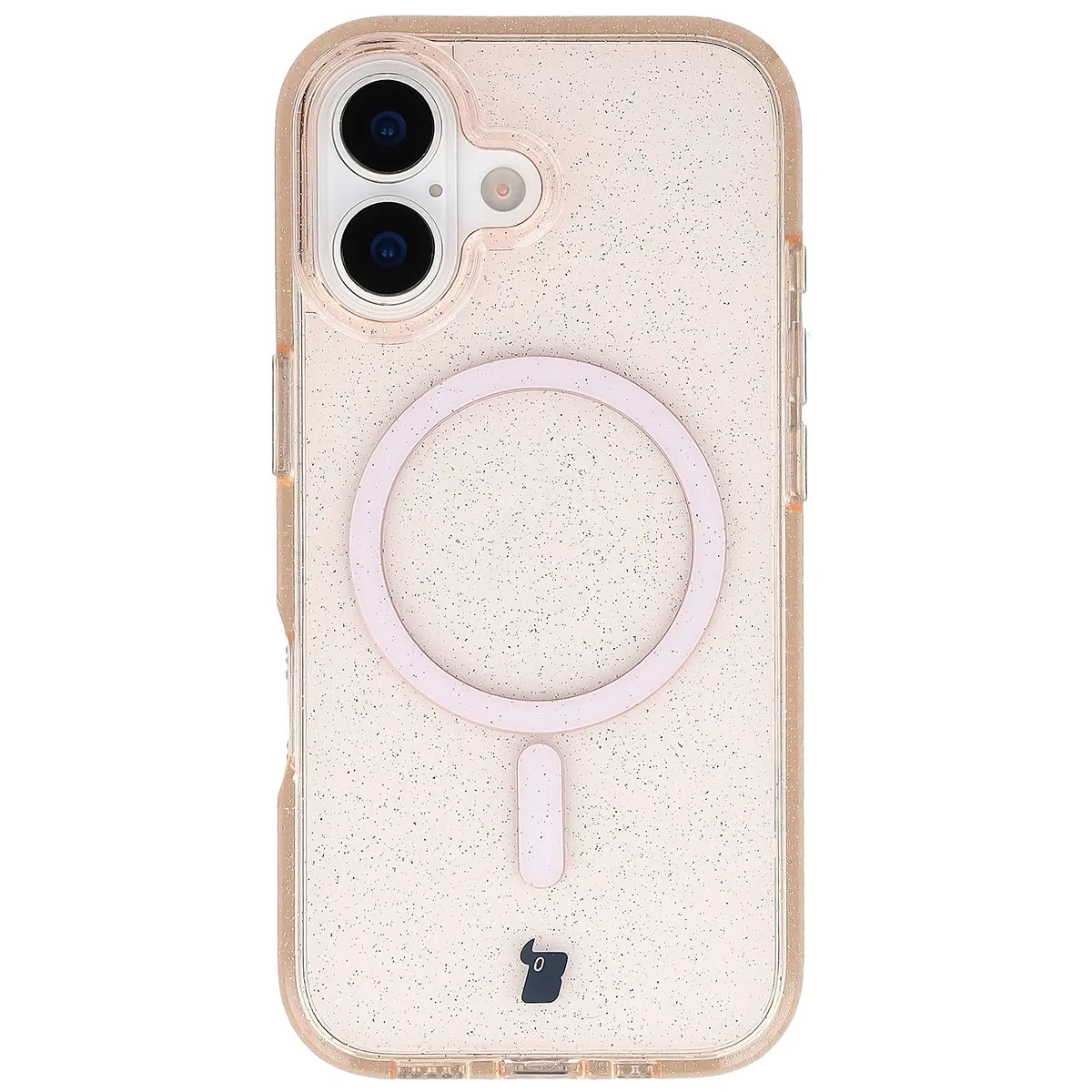 Kryt Bizon Case SparklO Magnetic Apple iPhone 17, transparent orange with glitter