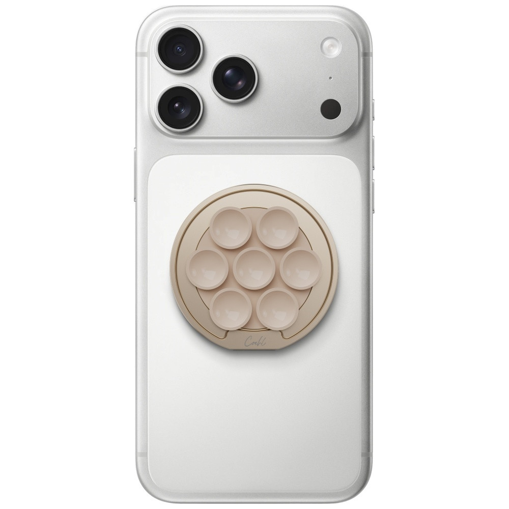 Kryt UNIQ Coehl Luna magnetic holder with a mirror and suction cup sandy color