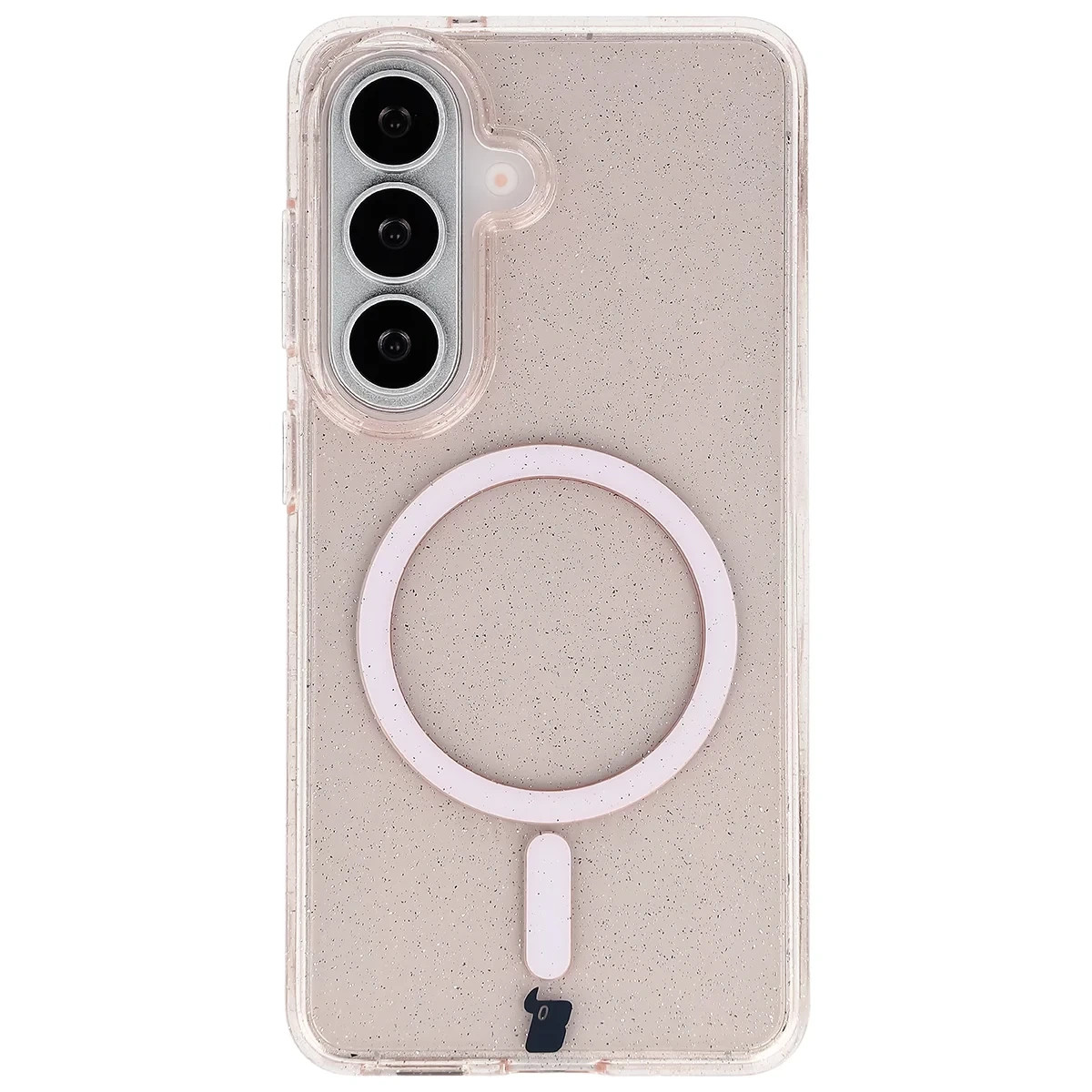 Kryt Bizon Case SparklO Magnetic Samsung Galaxy S26, transparent light orange with glitter