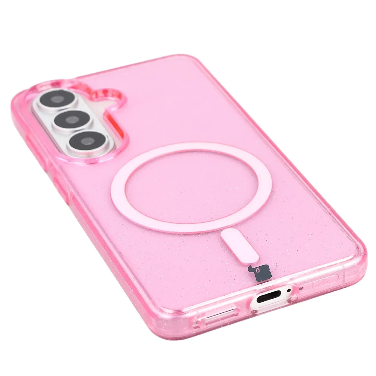 Kryt Bizon Case SparklO Magnetic Samsung Galaxy S26, translucent-pink with glitter