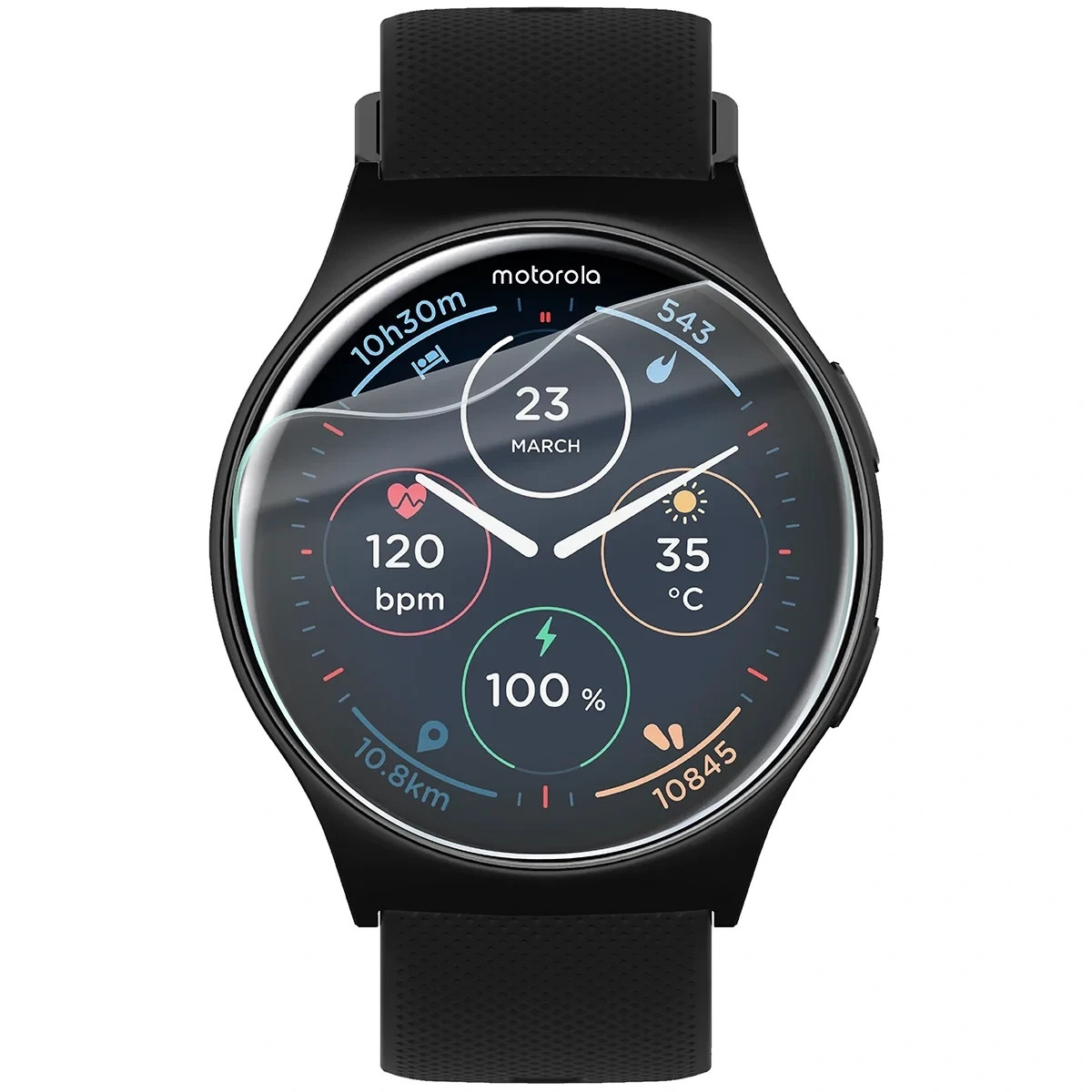 Kryt Bizon Watch Film HydroFlex Motorola Moto Watch 120 [3 PACK]