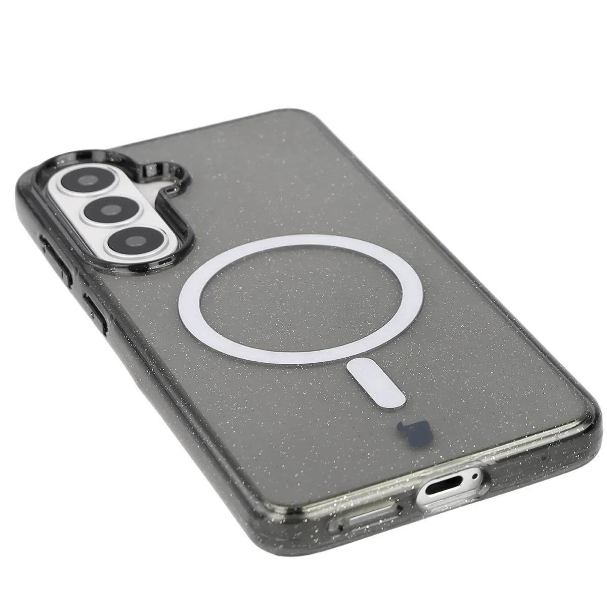 Kryt Bizon Case SparklO Magnetic Samsung Galaxy S26 Plus, transparent-black with glitter