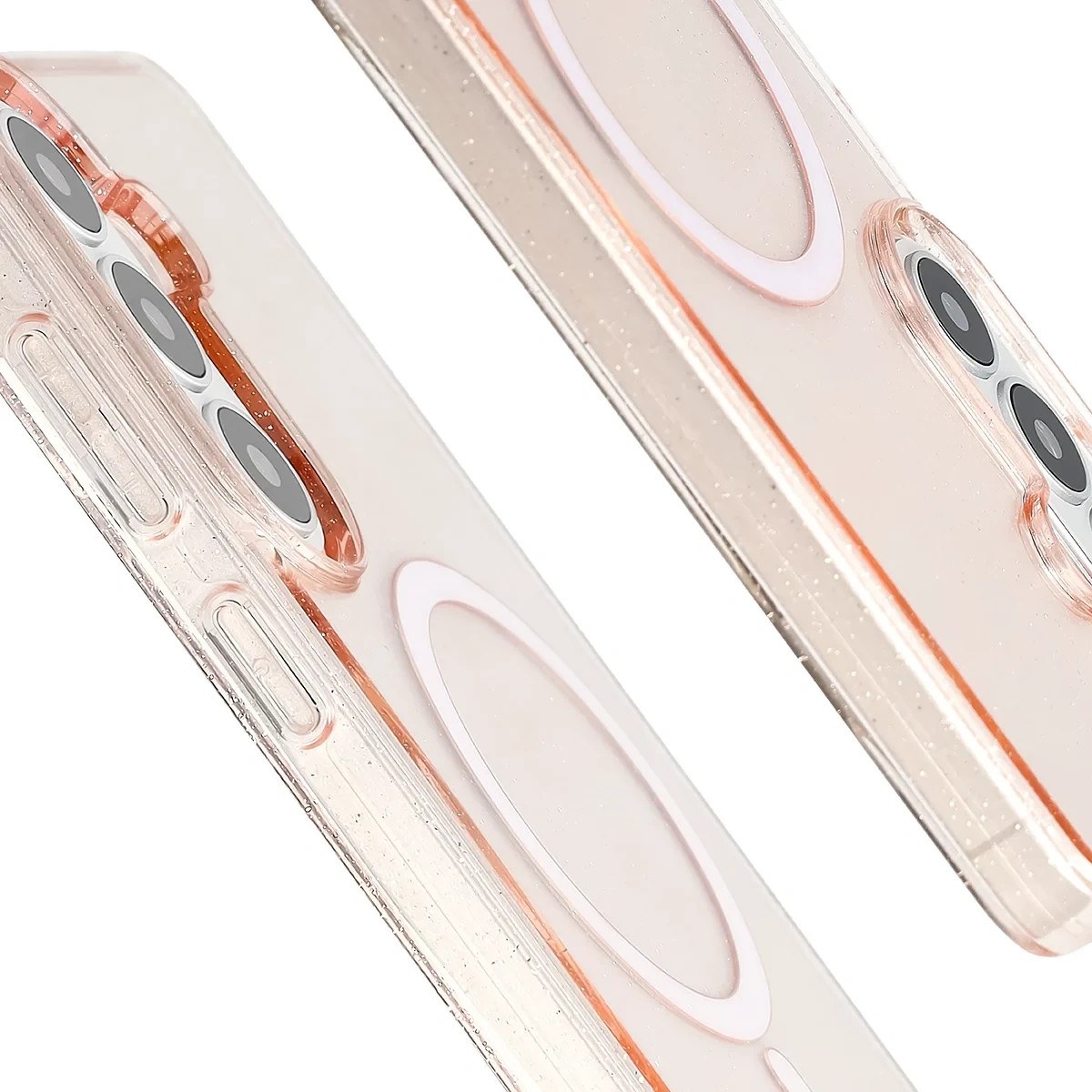 Kryt Bizon Case SparklO Magnetic Samsung Galaxy S26 Plus, translucent bright orange with glitter