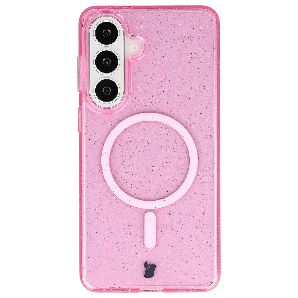 Kryt Bizon Case SparklO Magnetic Samsung Galaxy S26 Plus, translucent-pink with glitter