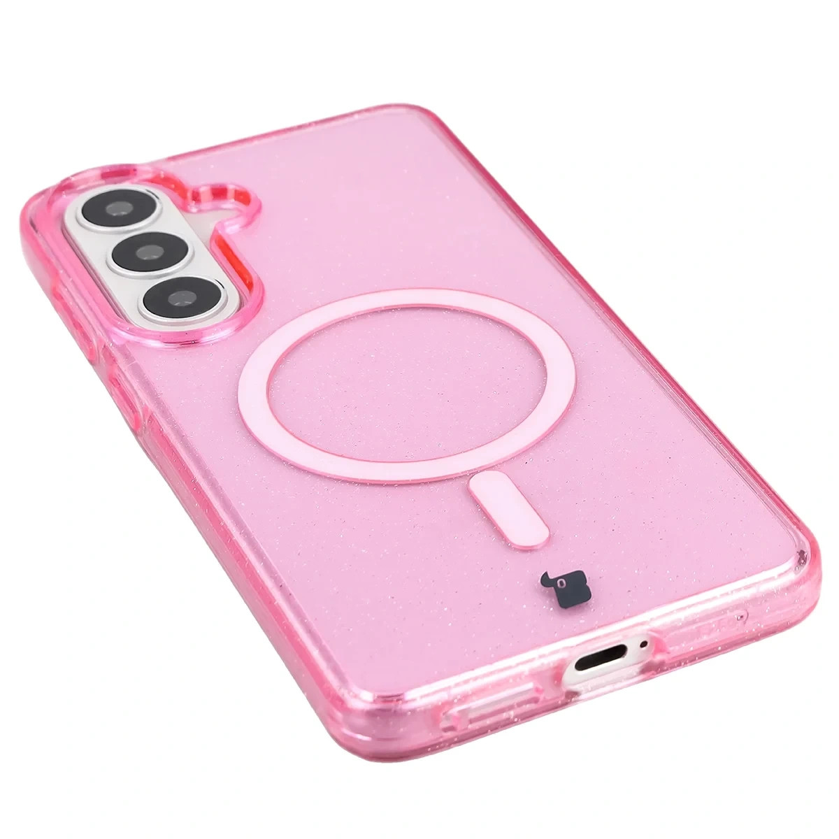 Kryt Bizon Case SparklO Magnetic Samsung Galaxy S26 Plus, translucent-pink with glitter