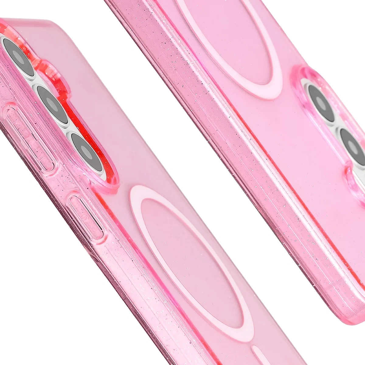 Kryt Bizon Case SparklO Magnetic Samsung Galaxy S26 Plus, translucent-pink with glitter