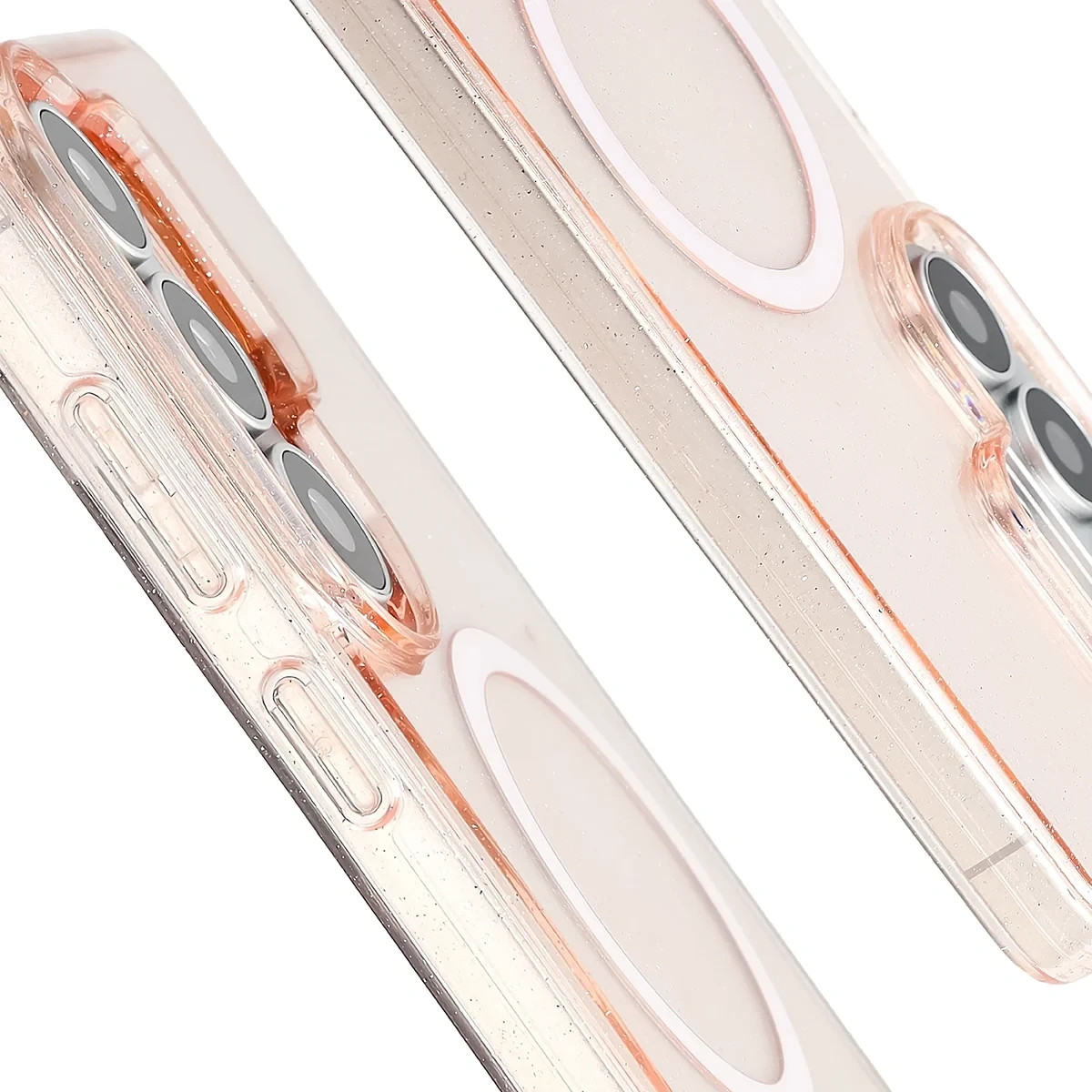 Kryt Bizon Case SparklO Magnetic Samsung Galaxy S26 Ultra, transparent light orange with glitter