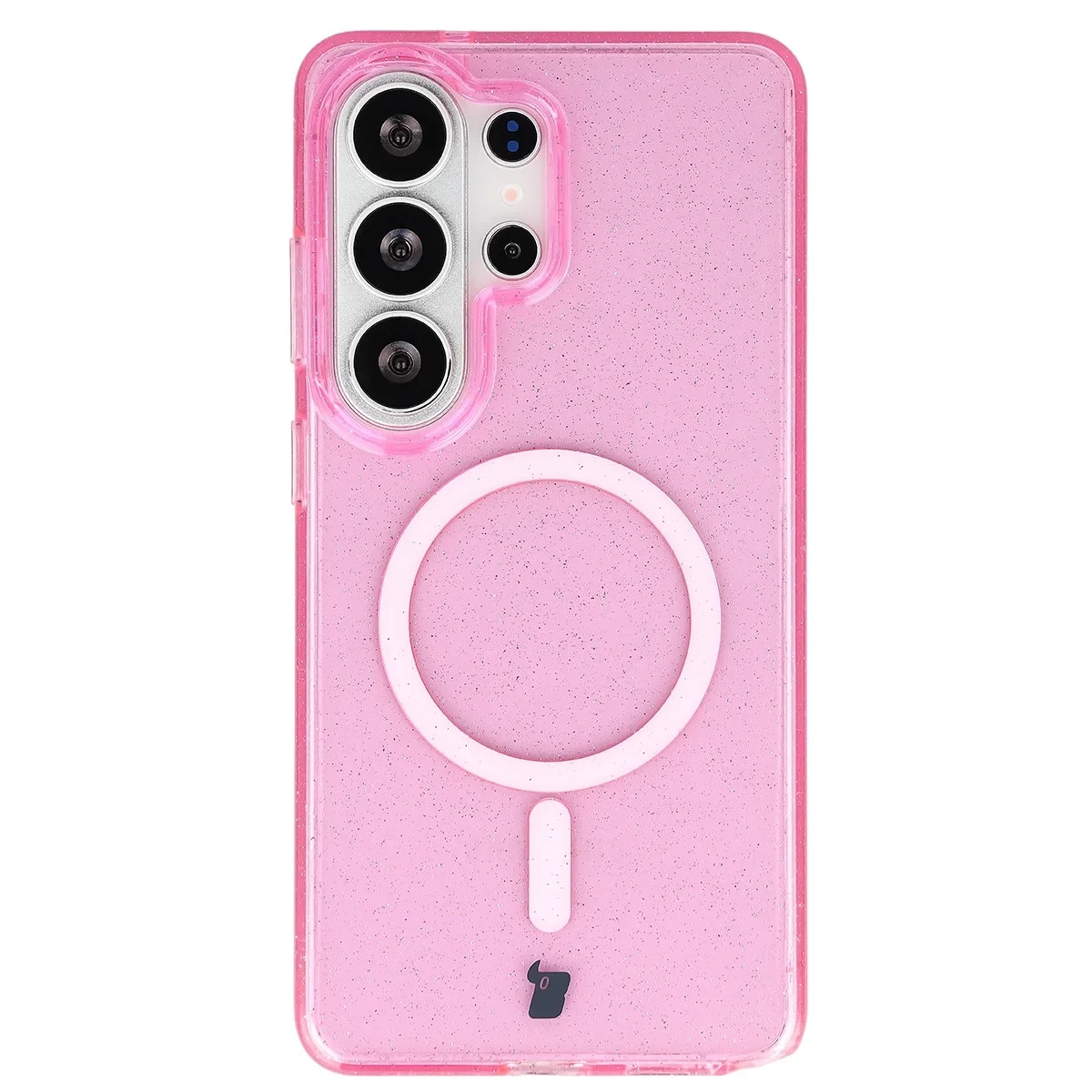 Kryt Bizon Case SparklO Magnetic Samsung Galaxy S26 Ultra, transparent-pink with glitter