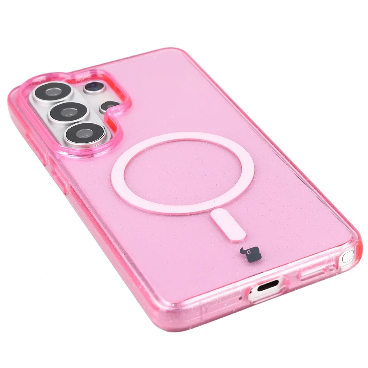 Kryt Bizon Case SparklO Magnetic Samsung Galaxy S26 Ultra, transparent-pink with glitter