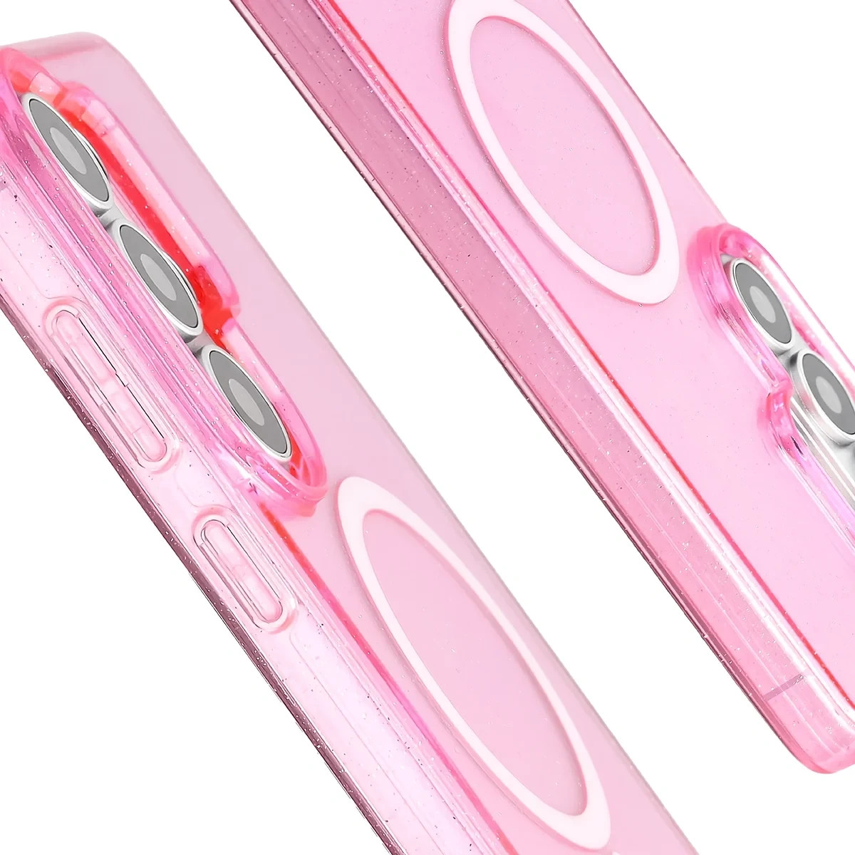 Kryt Bizon Case SparklO Magnetic Samsung Galaxy S26 Ultra, transparent-pink with glitter