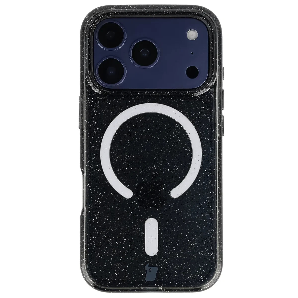 Kryt Bizon Case SparklO Magnetic Apple iPhone 17 Pro, transparent-black with glitter