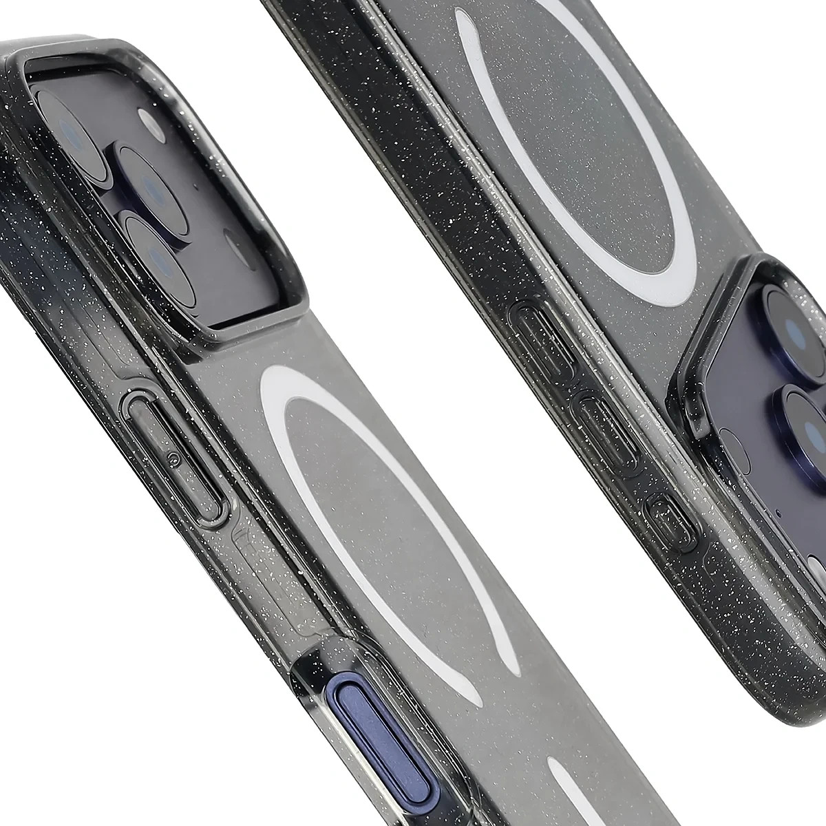 Kryt Bizon Case SparklO Magnetic Apple iPhone 17 Pro, transparent-black with glitter