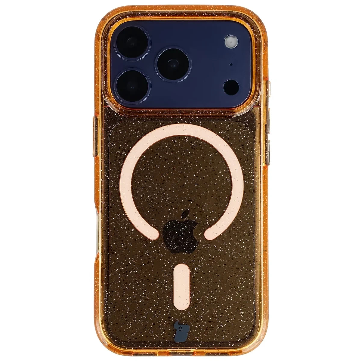 Kryt Bizon Case SparklO Magnetic Apple iPhone 17 Pro, translucent-orange with glitter