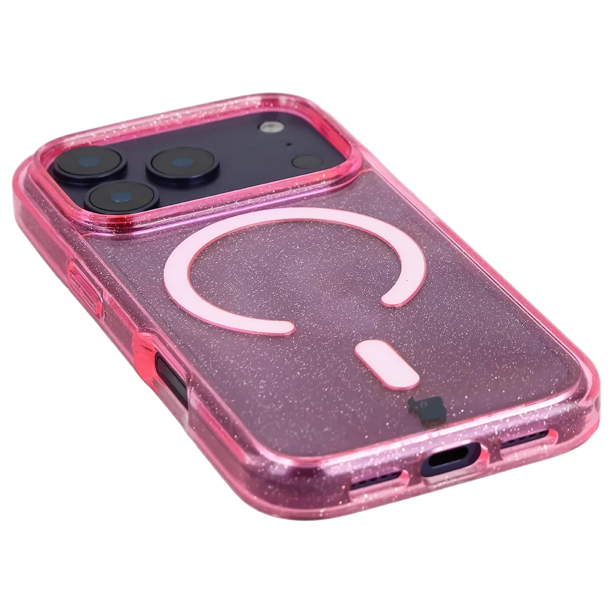 Kryt Bizon Case SparklO Magnetic Apple iPhone 17 Pro, translucent-pink with glitter