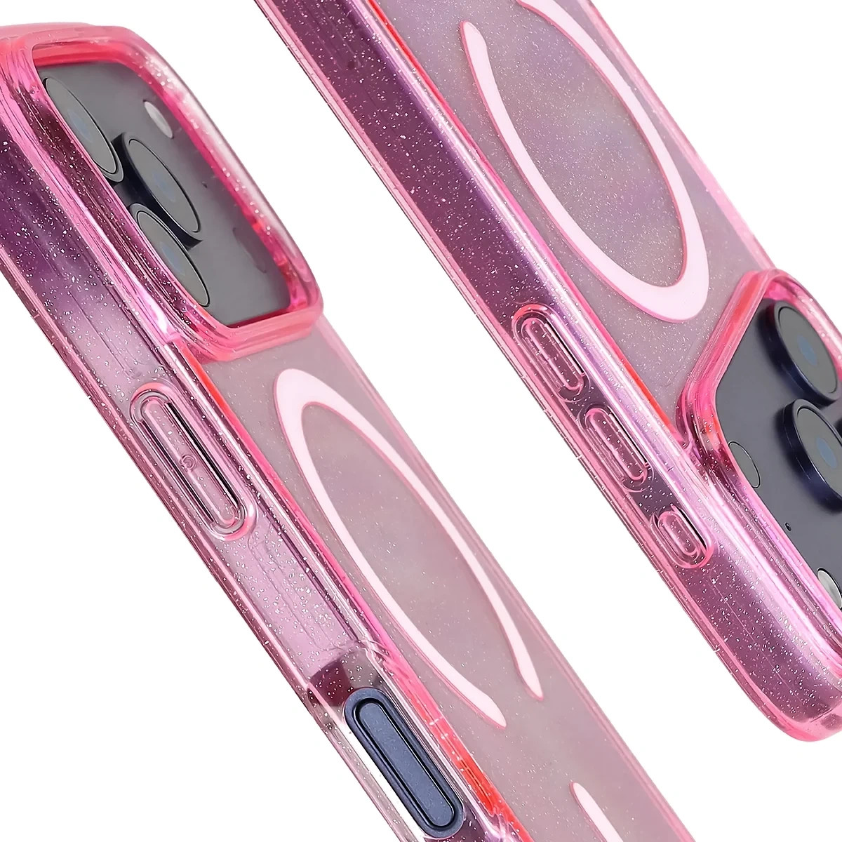 Kryt Bizon Case SparklO Magnetic Apple iPhone 17 Pro, translucent-pink with glitter