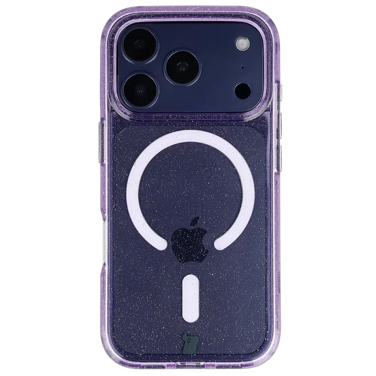 Kryt Bizon Case SparklO Magnetic Apple iPhone 17 Pro, transparent-purple with glitter
