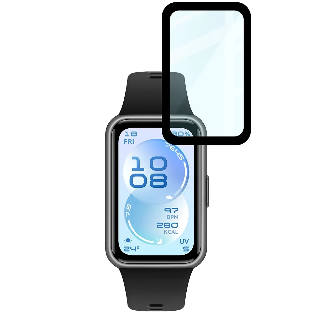 Ochranné sklo Bizon Glass Watch Edge Hybrid Huawei Band 11, black