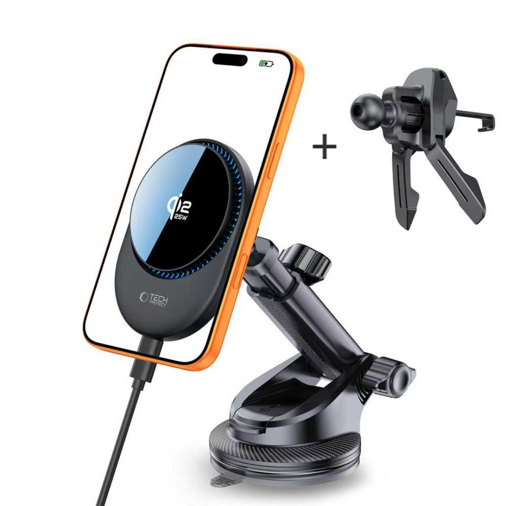 Kryt Tech-Protect V21 Magnetic MagSafe Dashboard & Vent Car Mount Wireless Charger 25W Qi2.2 Black
