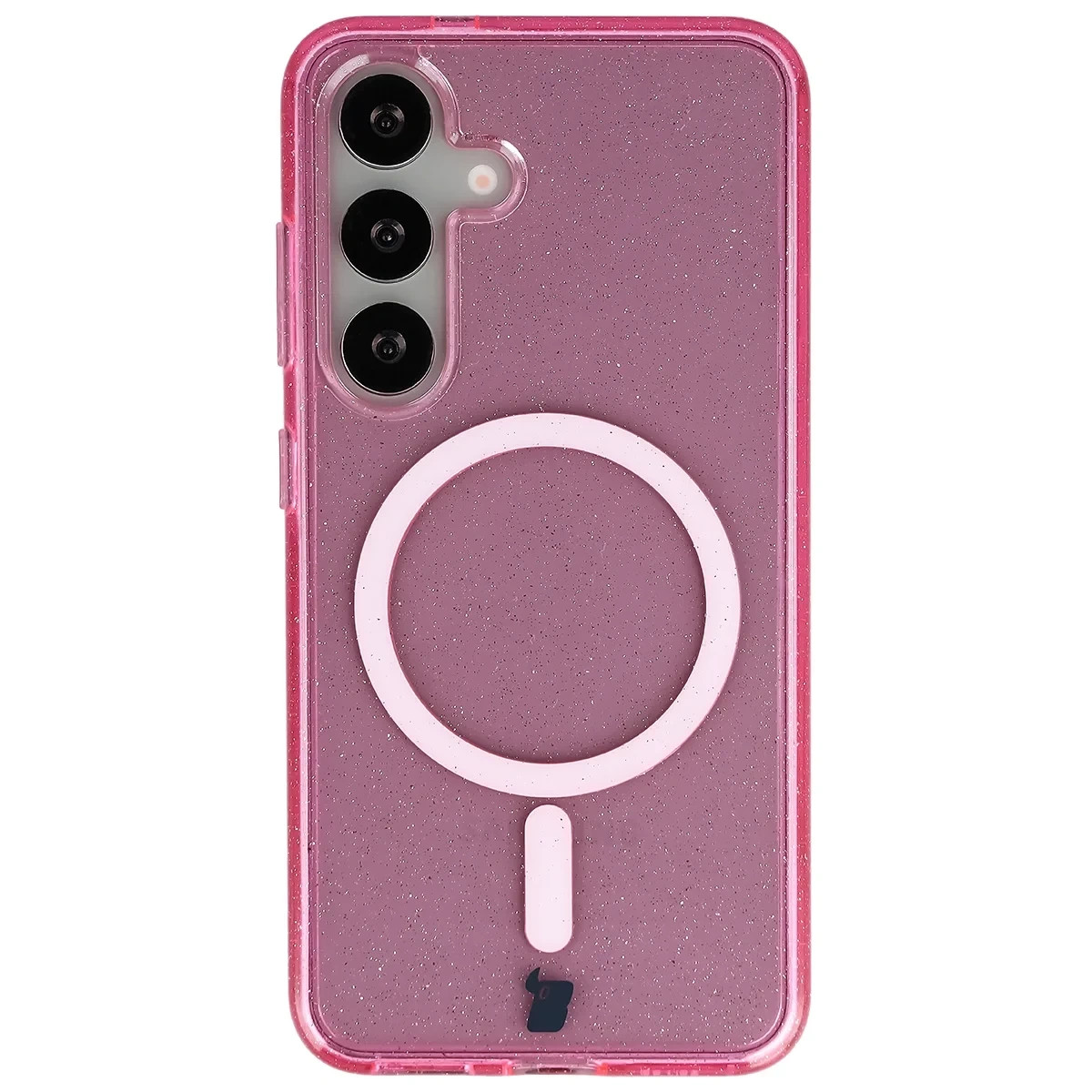 Kryt Bizon Case SparklO Magnetic Samsung Galaxy S25 / S24, transparent-pink with glitter