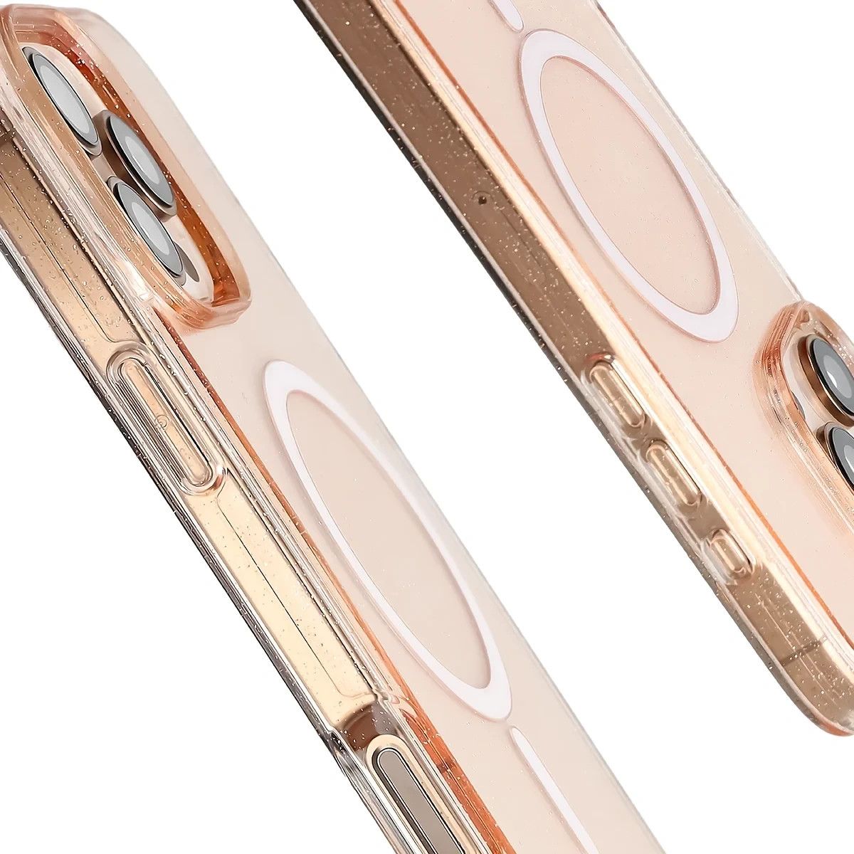 Kryt Bizon Case SparklO Magnetic Apple iPhone 16 Pro Max, transparent light orange with glitter
