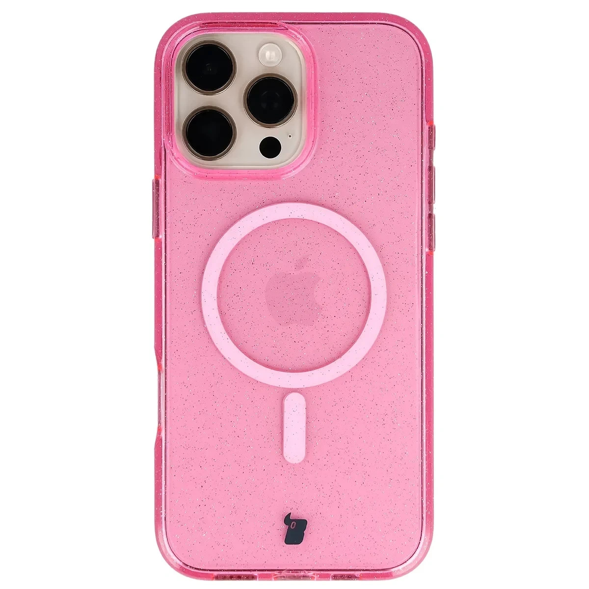 Kryt Bizon Case SparklO Magnetic Apple iPhone 16 Pro Max, translucent-pink with glitter