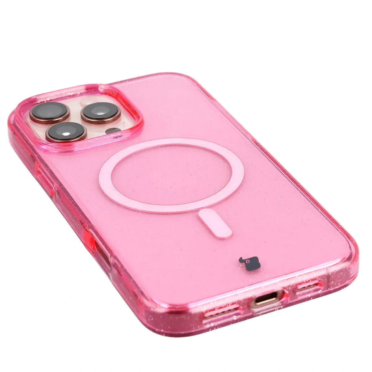 Kryt Bizon Case SparklO Magnetic Apple iPhone 16 Pro Max, translucent-pink with glitter