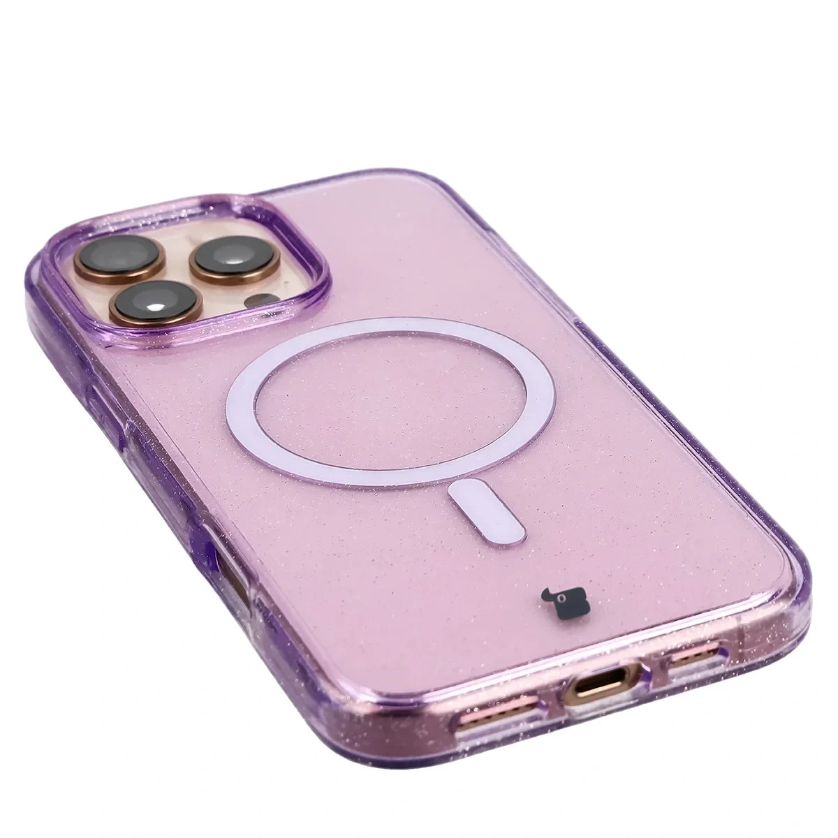 Kryt Bizon Case SparklO Magnetic Apple iPhone 16 Pro Max, transparent purple with glitter