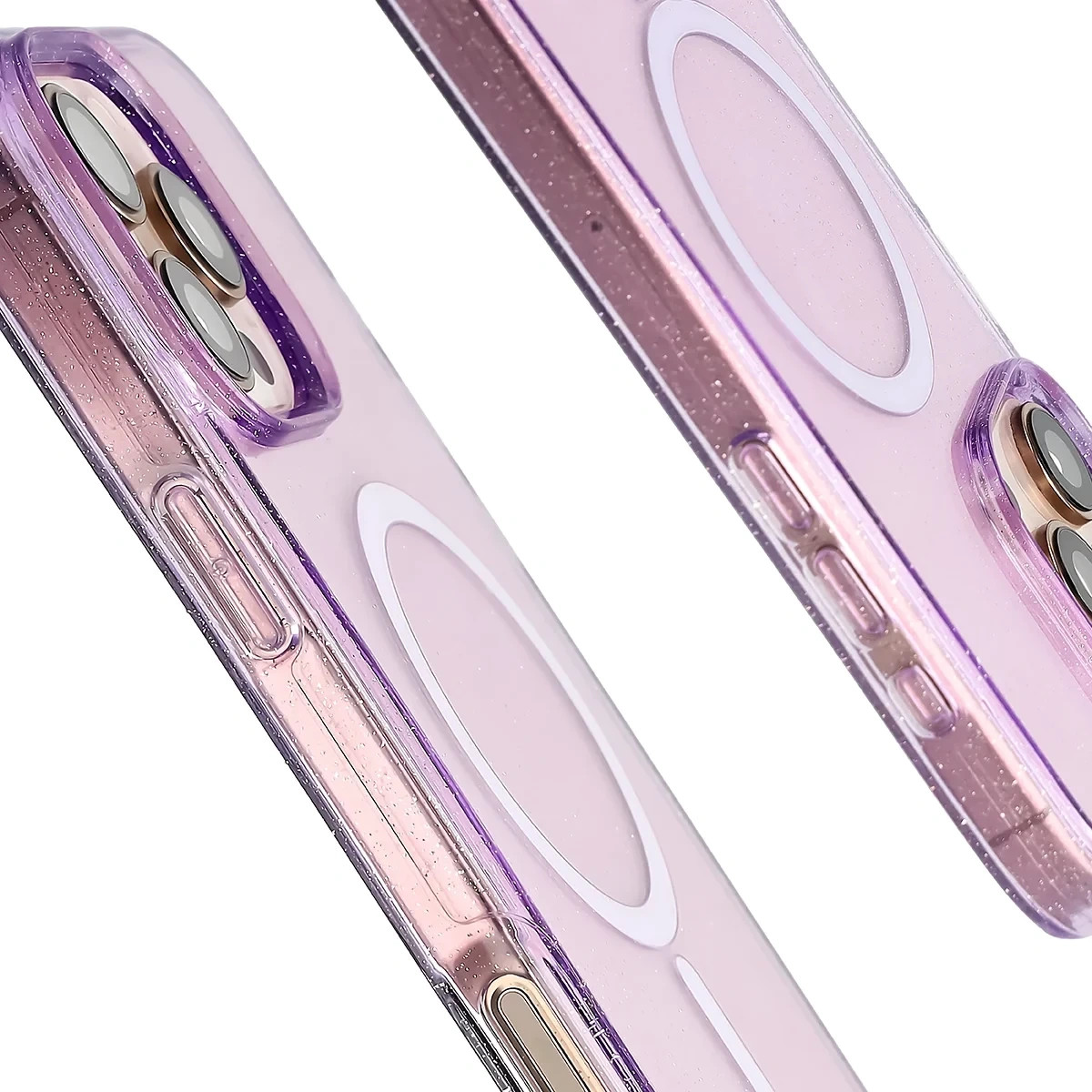 Kryt Bizon Case SparklO Magnetic Apple iPhone 16 Pro Max, transparent purple with glitter