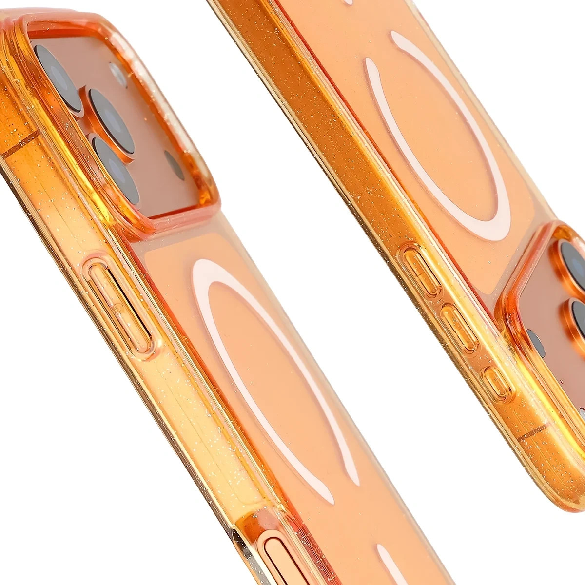 Kryt Bizon Case SparklO Magnetic Apple iPhone 17 Pro Max, translucent-orange with glitter