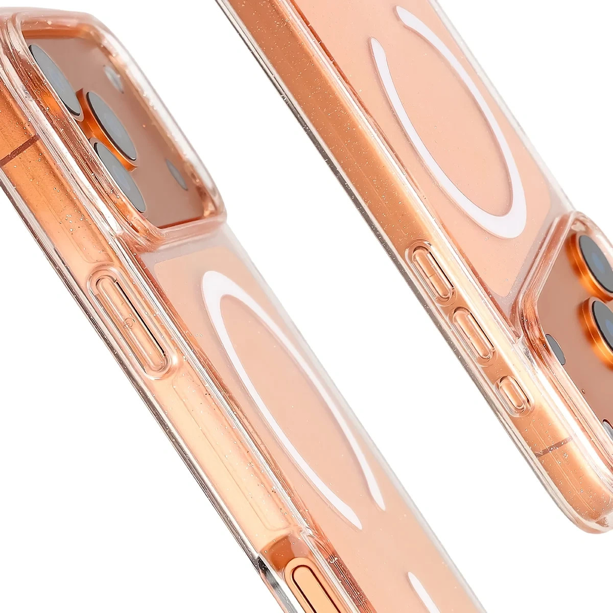 Kryt Bizon Case SparklO Magnetic Apple iPhone 17 Pro Max, translucent bright orange with glitter