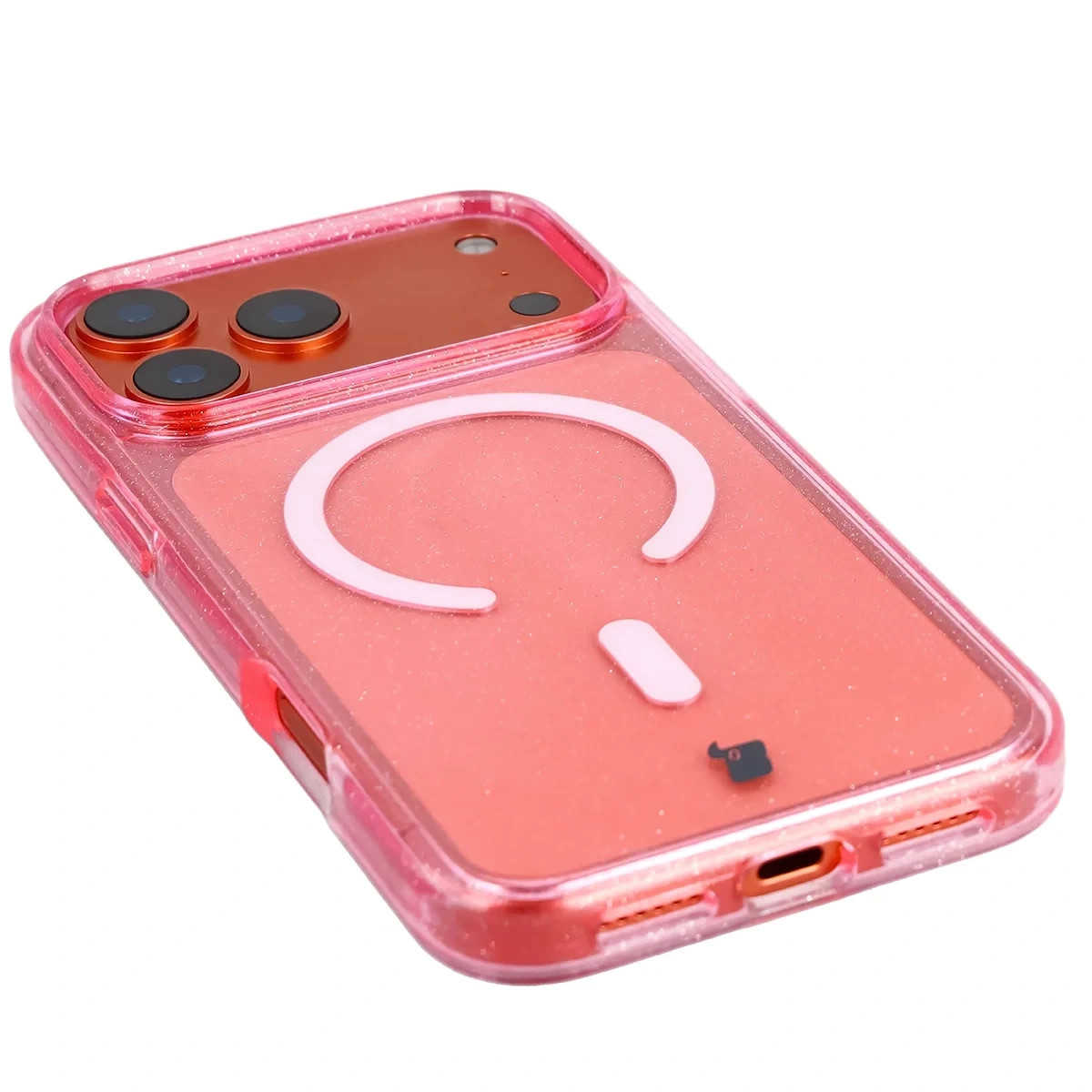 Kryt Bizon Case SparklO Magnetic Apple iPhone 17 Pro Max, transparent-pink with glitter