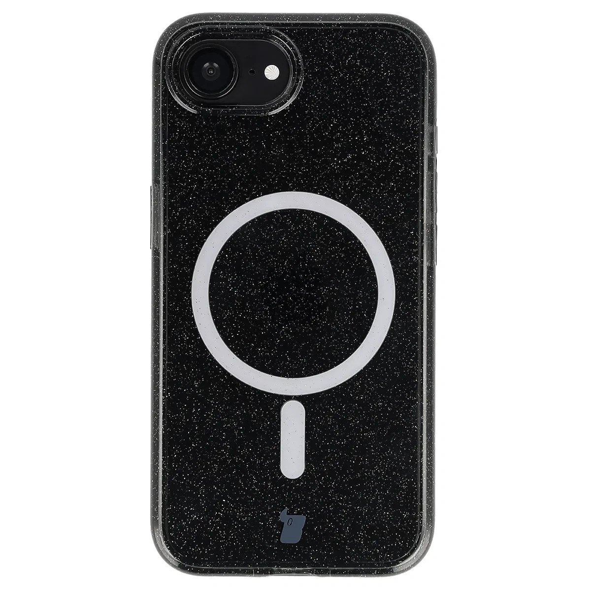 Kryt Bizon Case SparklO Magnetic Apple iPhone 17e / 16e, transparent-black with glitter