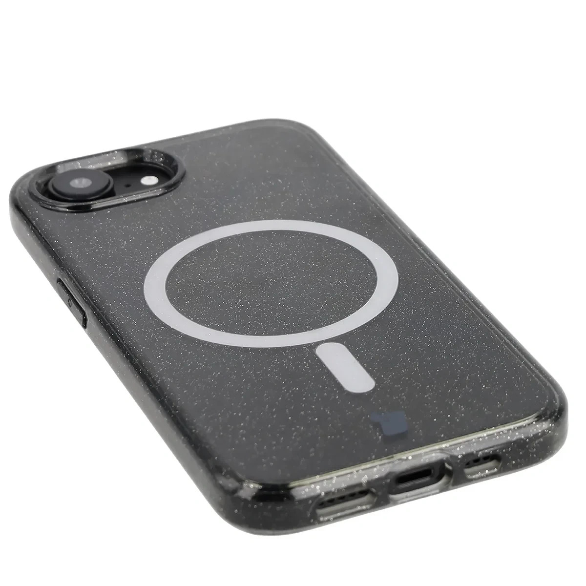 Kryt Bizon Case SparklO Magnetic Apple iPhone 17e / 16e, transparent-black with glitter