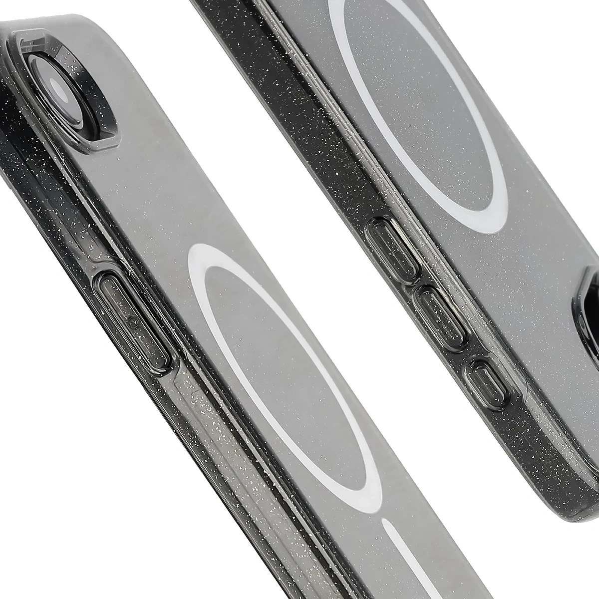Kryt Bizon Case SparklO Magnetic Apple iPhone 17e / 16e, transparent-black with glitter