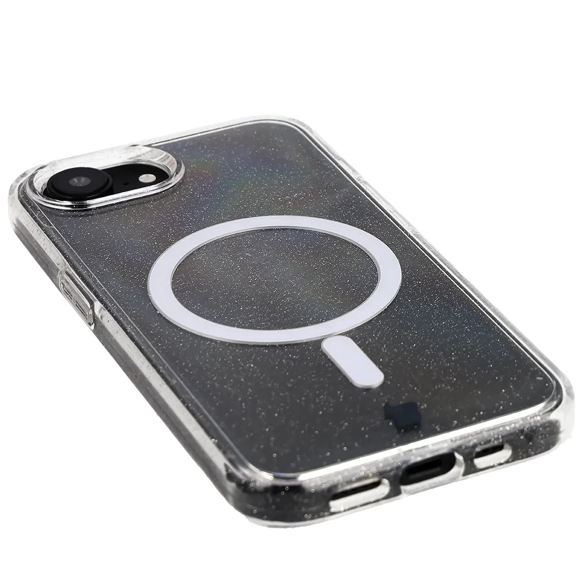 Kryt Bizon Case SparklO Magnetic Apple iPhone 17e / 16e, transparent with glitter