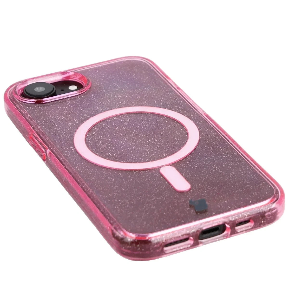 Kryt Bizon Case SparklO Magnetic Apple iPhone 17e / 16e, translucent-pink with glitter