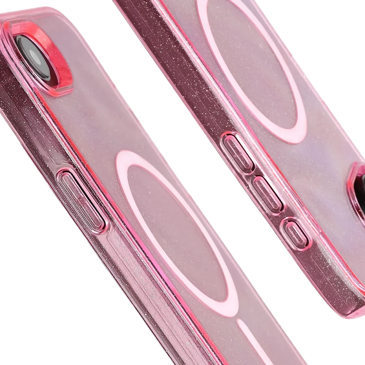 Kryt Bizon Case SparklO Magnetic Apple iPhone 17e / 16e, translucent-pink with glitter