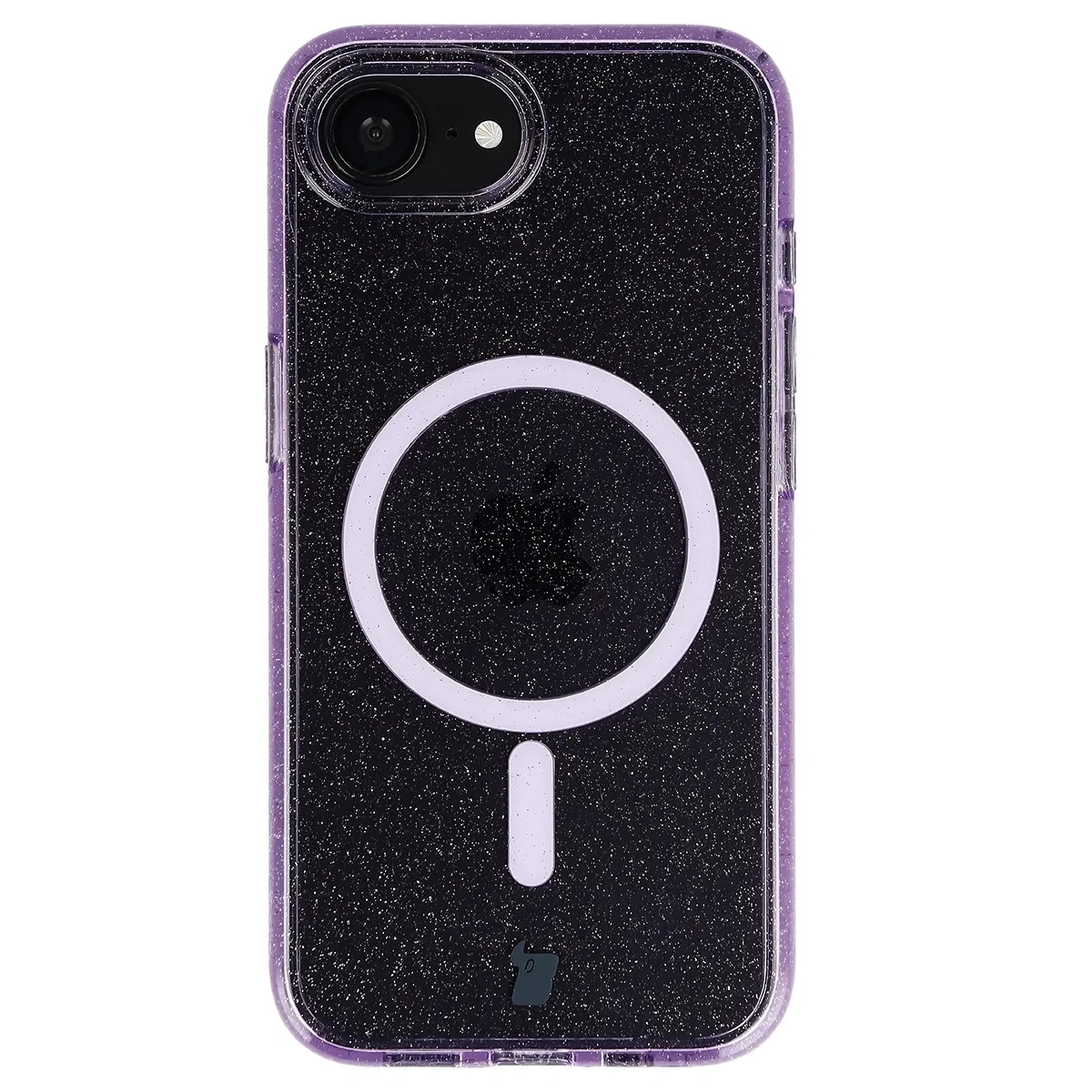 Kryt Bizon Case SparklO Magnetic Apple iPhone 17e / 16e, transparent-purple with glitter
