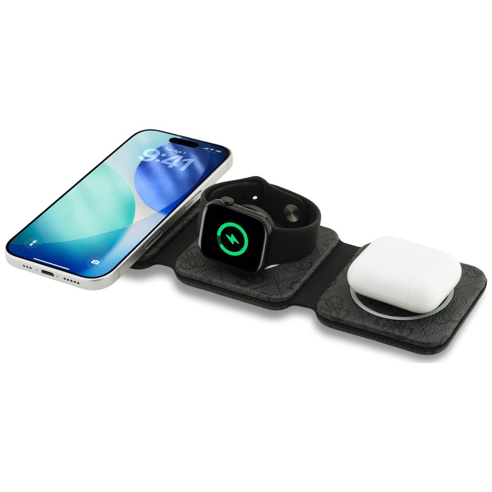 Bezdrátová nabíječka Guess 4G 15W MagSafe 3-in-1 Wireless Charger Black