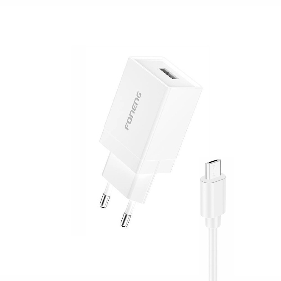 Síťová nabíječka FONENG K210 2.1A 10W USB-A + MicroUSB cable, white