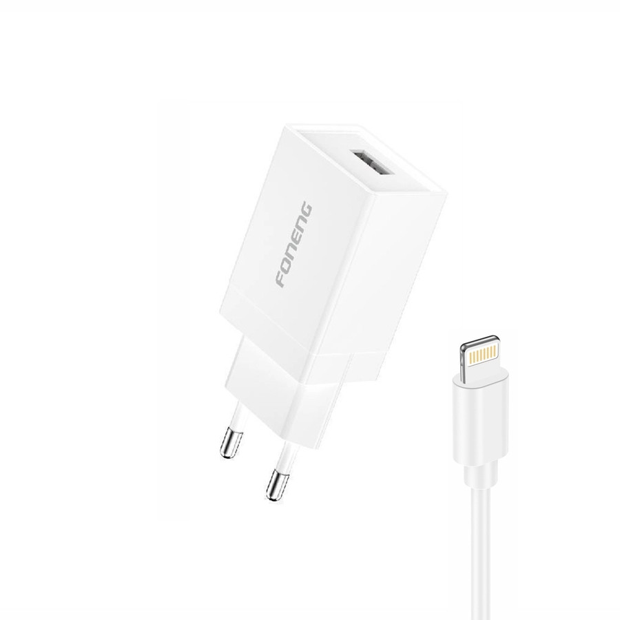 Síťová nabíječka FONENG K210  2.1A 10W USB-A + Lightning cable, white