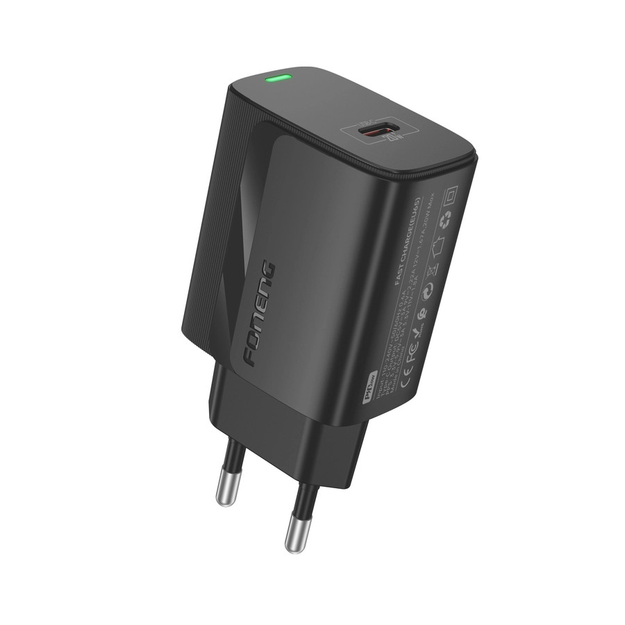 Síťová nabíječka FONENG EU65  PD 20W USB-C, black