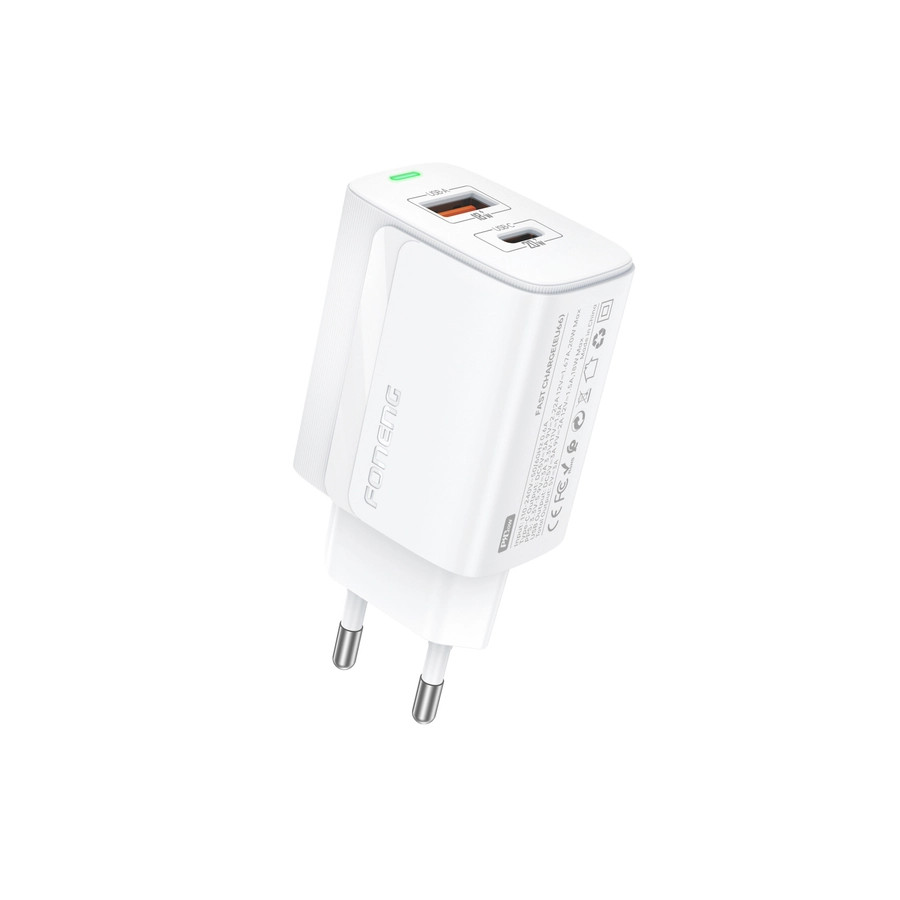 Síťová nabíječka FONENG EU66  PD 20W USB-C + USB-A QC3.0 + USB-C / USB-C cable, white