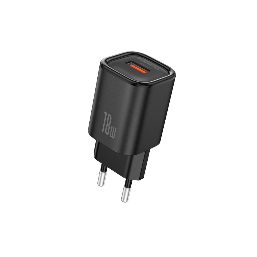 Síťová nabíječka FONENG EU68 18W USB-A QC3.0 + USB-C cable, black