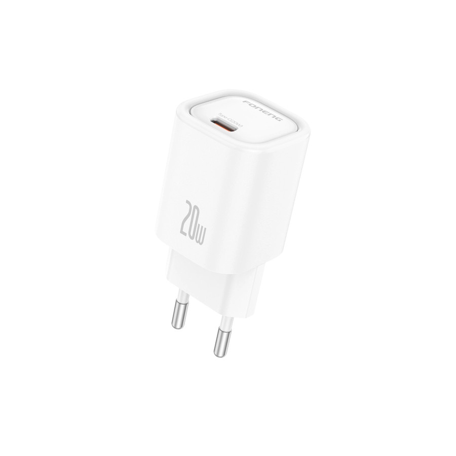 Síťová nabíječka FONENG EU69 PD 20W USB-C + USB-C / USB-C cable, white