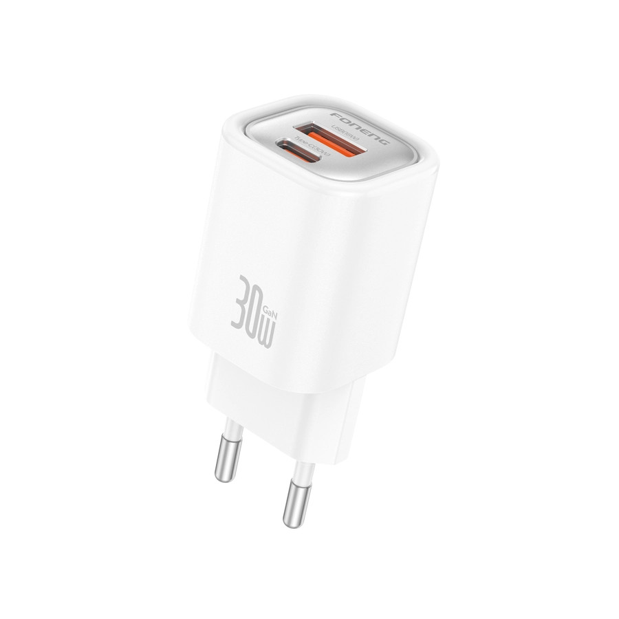 Síťová nabíječka FONENG EU71 PD 30W USB-C + USB-A QC3.0, white