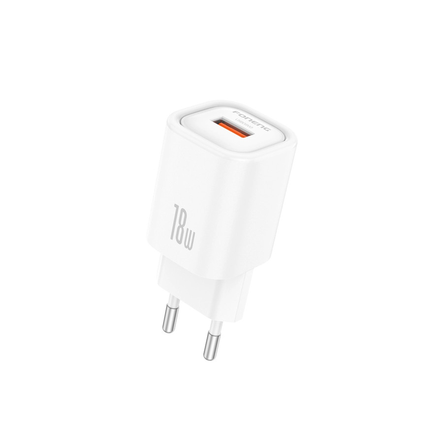Síťová nabíječka FONENG EU68 18W USB-A QC3.0 + USB-C cable, white