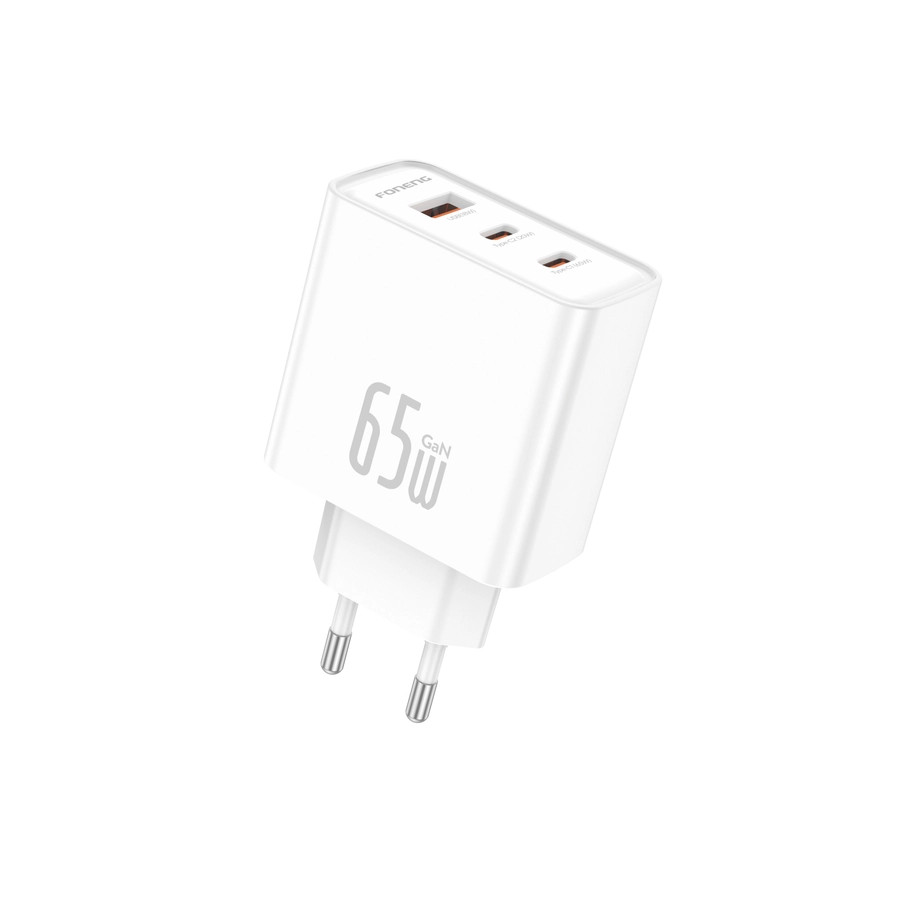 Síťová nabíječka FONENG Gan50-EU  GaN PD 65W 2xUSB-C + USB-A QC3.0, white