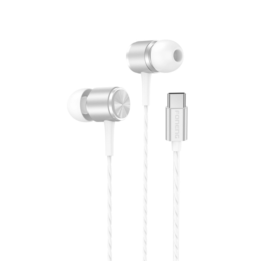 Sluchátka FONENG T65 Wired in-ear USB-C with a microphone 1.2m, white